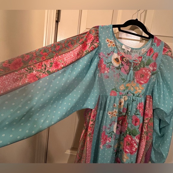 Umgee Daydream Believer Berry Mix Multi Print Boho Tunic Dress - Picture 6 of 7